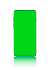 3D rendered realistic looking smartphone on white background with greenscreen.
