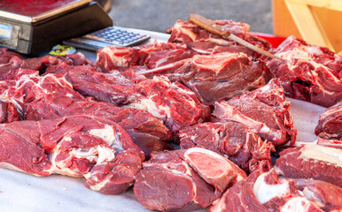 Fresh raw chopped meat ready for sale