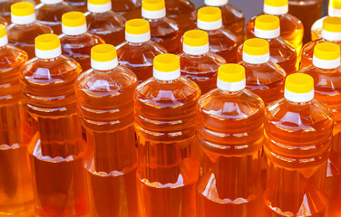 Bottled fresh sunflower oil of new harvest