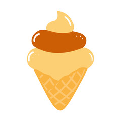 Cute funny ice cream character. Vector hand drawn cartoon kawaii character illustration icon. Isolated on white background. Ice cream character concept