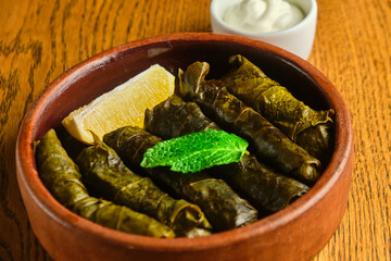 Delicious stuffed grape leaves traditional dish