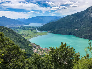 Fototapeta na wymiar Aerial panoramic view of Lake Como in a beautiful summer day