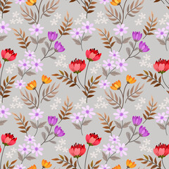 Cute small blooming flowers seamless pattern.