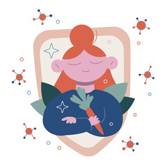 Vector flat illustration isolated on white. Boost immunity. Healthy food.