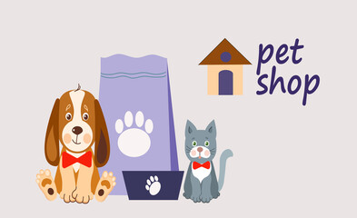 pet shop banner cartoon vector