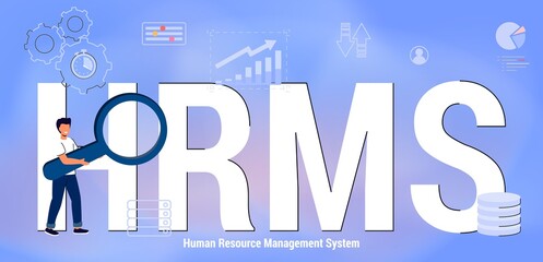 HRMS Human Resource Management System acronym Business concept background vector illustration Suite of software applications used to manage human resources and related processes - obrazy, fototapety, plakaty