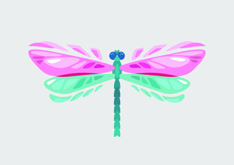Colorful Dragonfly isolated on white.  t shirt print