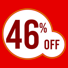 46 percent red banner with white ballons and red lettering for promotions and offers
