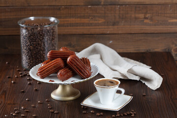 Tulumba Dessert served with Turkish coffee