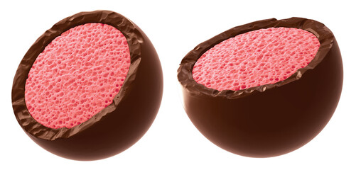 Crispy biscuit wafer balls. Isolated on  white background. Chocolate balls. - 3d illustration