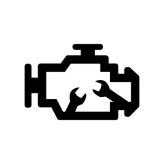Car engine repair symbol icon in black color on a white background for car service station, auto mechanic services, websites
