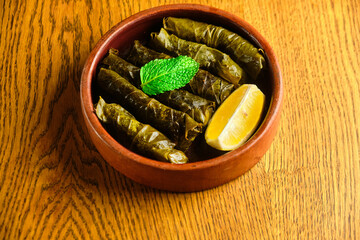 Delicious stuffed grape leaves traditional dish