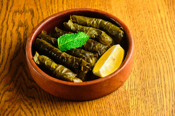 Delicious stuffed grape leaves traditional dish