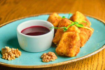 Breaded mozzarella cheese balls with