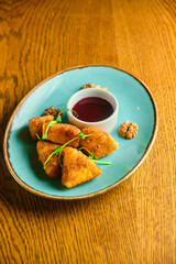 Breaded mozzarella cheese balls with