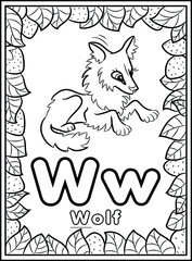 coloring page, alphabet english for kids