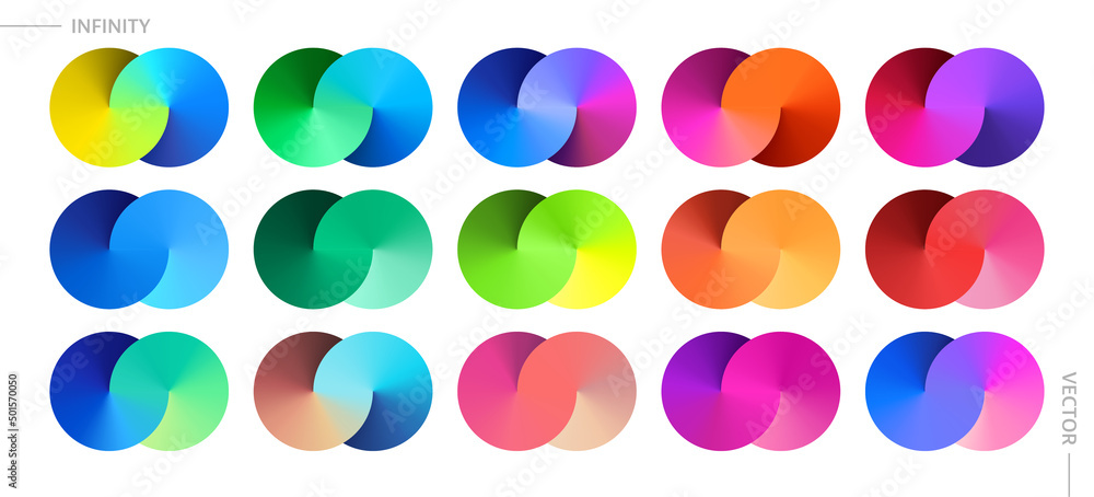 Wall mural set of colorful graphic elements. vector illustration with angular gradient.