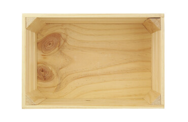 Wooden crate isolated on white background, top view