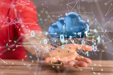 Cloud technology. Polygonal wireframe art looks like constellation