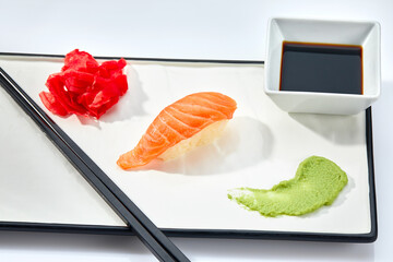 Japanese Sushi - Maguro Nigiri Sushi Tuna Sushi on White Background