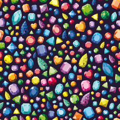 Fototapeta na wymiar Seamless pattern with various multicolored gemstones.