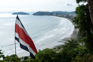 Costa Rican Flag Blowing in Wind