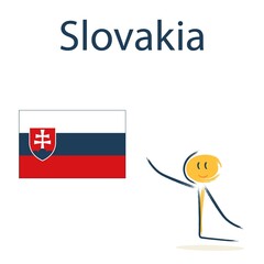 Character with the flag of Slovakia. Teaching children geography and countries of the world
