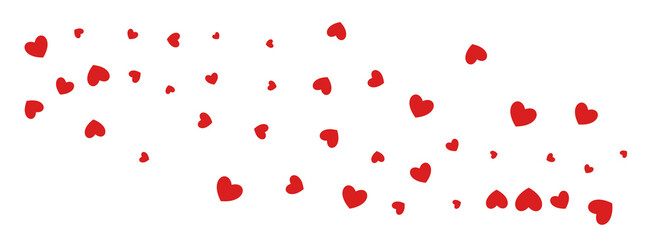 Red Hearts Vector Panoramic White Backgound.