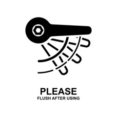 Please flush after using icon isolated on white background vector illustration.