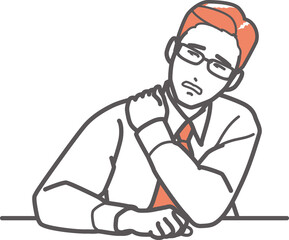 肩こりで肩を押さえるビジネスマン