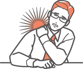 肩こりで肩を押さえるビジネスマン