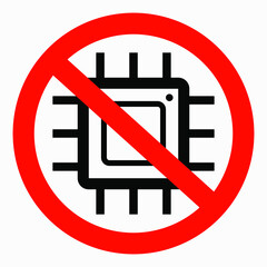 No chips icon. No microchips. The ban on the supply of microchips. Vector icon.