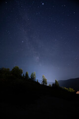 Magnetic starry sky on a beautiful summer night in the mountains.  Shot was made in Ukraine