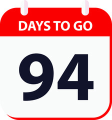 days to go last countdown icon 94 days go vector image.