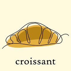 Simplicity croissant bread freehand continuous line drawing flat design.