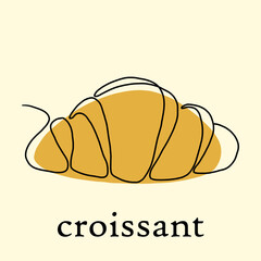 Simplicity croissant bread freehand continuous line drawing flat design.