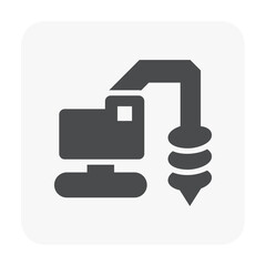 Drilling rig vector icon. Portable machine equipment with auger for soil, ground, water well and bore hole. Geotechnical engineering to investigation foundation construction. Editable stroke.

