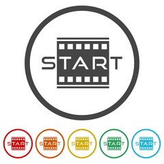 Start word text logo. Set icons colorful