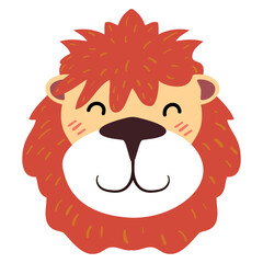 Cute Lion with closed eyes. Vector cartoon illustration in a naive flat style
