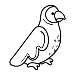 Parrot. Tropical bird. Vector cartoon illustration page or book for kids and adults
