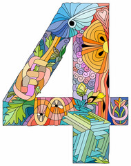 3 number vintage font. Engraving design. Vector illustration.