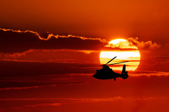 U.S. Coast Guard Helicopter On Patrol