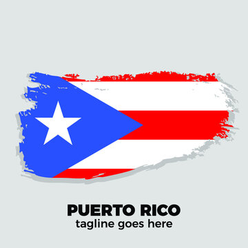 flag of Puerto Rico brush stroke background vector illustration