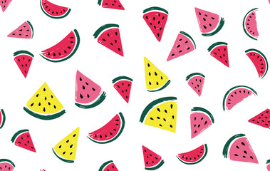 Watermelon slice hand drawn illustration. 