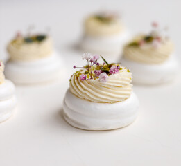 Meringue dessert pavlova cake. 