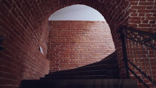 The interior of the staircase inside the red brick Kremlin tower