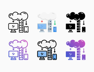 Network Storage Data icon set with style line, outline, flat, glyph, color, gradient. Editable stroke and pixel perfect. Can be used for digital product, presentation, print design and more.