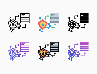 Security protection icon set with style line, outline, flat, glyph, color, gradient. Editable stroke and pixel perfect. Can be used for digital product, presentation, print design and more.