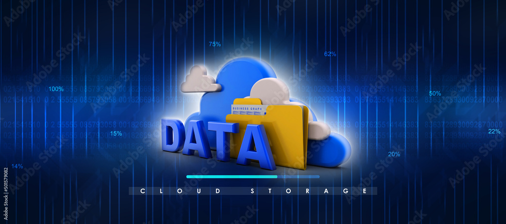 Poster 3d rendering cloud folder network