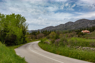 Road in mountains. Croatian countryside.